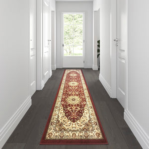 English Elm Persian Style 3' x 10' Area Rug - Olefin Rug with Jute Backing-Hallway, Entryway, Bedroom, Living Room