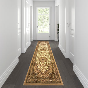 English Elm Persian Style 3' x 10' Area Rug - Olefin Rug with Jute Backing - Hallway, Entryway, Bedroom, Living Room