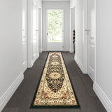 English Elm Persian Style 3' x 10' Area Rug - Olefin Rug with Jute Backing - Hallway, Entryway, Bedroom, Living Room