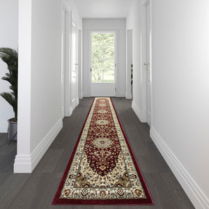 English Elm Persian Style 3' x 15' Area Rug - Olefin Rug - Jute Backing - Hallway, Entryway, Bedroom, Living Room