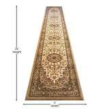 English Elm Persian Style 3' x 20' Area Rug - Olefin Rug with Jute Backing - Hallway, Entryway, Bedroom, Living Room