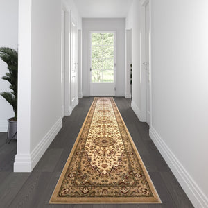 English Elm Persian Style 3' x 20' Area Rug - Olefin Rug with Jute Backing - Hallway, Entryway, Bedroom, Living Room