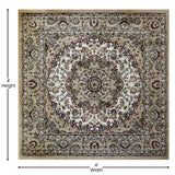 English Elm Persian Style 4x4 Square Area Rug-Olefin Rug with Jute Backing-Hallway, Entryway, Bedroom, Living Room