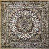 English Elm Persian Style 4x4 Square Area Rug-Olefin Rug with Jute Backing-Hallway, Entryway, Bedroom, Living Room