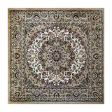 English Elm Persian Style 4x4 Square Area Rug-Olefin Rug with Jute Backing-Hallway, Entryway, Bedroom, Living Room