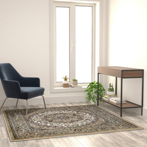 English Elm Persian Style 5x5 Square Area Rug-Olefin Rug with Jute Backing-Hallway, Entryway, Bedroom, Living Room