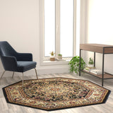 English Elm Persian Style 5x5 Octagon Area Rug-Olefin Rug with Jute Backing-Hallway, Entryway, Bedroom, Living Room