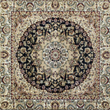 English Elm Persian Style 5x5 Square Area Rug-Olefin Rug with Jute Backing-Hallway, Entryway, Bedroom, Living Room