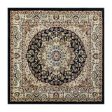 English Elm Persian Style 5x5 Square Area Rug-Olefin Rug with Jute Backing-Hallway, Entryway, Bedroom, Living Room