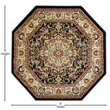 English Elm Persian Style 7x7 Octagon Area Rug-Olefin Rug with Jute Backing-Hallway, Entryway, Bedroom, Living Room