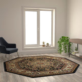 English Elm Persian Style 7x7 Octagon Area Rug-Olefin Rug with Jute Backing-Hallway, Entryway, Bedroom, Living Room