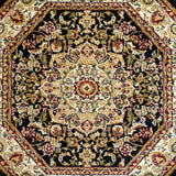 English Elm Persian Style 7x7 Octagon Area Rug-Olefin Rug with Jute Backing-Hallway, Entryway, Bedroom, Living Room