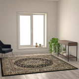 English Elm Persian Style 7x7 Square Area Rug-Olefin Rug with Jute Backing-Hallway, Entryway, Bedroom, Living Room