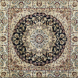 English Elm Persian Style 7x7 Square Area Rug-Olefin Rug with Jute Backing-Hallway, Entryway, Bedroom, Living Room