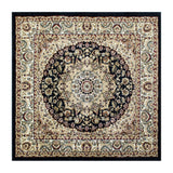 English Elm Persian Style 7x7 Square Area Rug-Olefin Rug with Jute Backing-Hallway, Entryway, Bedroom, Living Room