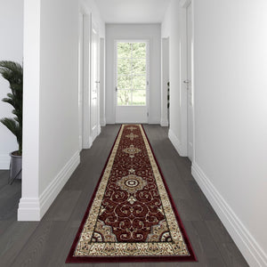 English Elm Persian Style 3' x 15' Area Rug - Olefin Rug with Jute Backing - Entryway, Bedroom, Living Room