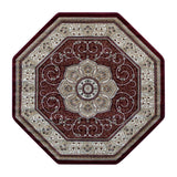 English Elm Persian Style 4' x 4' Octagon Area Rug - Olefin Rug with Jute Backing - Entryway, Bedroom, Living Room