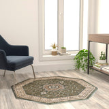 Persian Style 4' x 4' Round Area Rug - Olefin Rug with Jute Backing - Entryway, Bedroom, Living Room