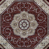 English Elm Persian Style 5' x 5' Octagon Area Rug - Olefin Rug with Jute Backing-Entryway, Bedroom, Living Room