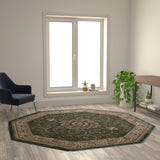 Persian Style 7' x 7' Round Area Rug - Olefin Rug with Jute Backing - Entryway, Bedroom, Living Room