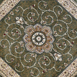 English Elm Persian Style 7' x 7' Round Area Rug - Olefin Rug with Jute Backing - Entryway, Bedroom, Living Room