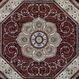 English Elm Persian Style 7' x 7' Octagon Area Rug - Olefin Rug with Jute Backing-Entryway, Bedroom, Living Room