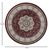 English Elm Persian Style 7' x 7' Round Area Rug - Olefin Rug with Jute Backing - Entryway, Bedroom, Living Room