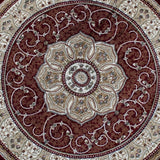 English Elm Persian Style 7' x 7' Round Area Rug - Olefin Rug with Jute Backing - Entryway, Bedroom, Living Room