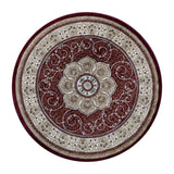 English Elm Persian Style 7' x 7' Round Area Rug - Olefin Rug with Jute Backing - Entryway, Bedroom, Living Room