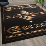 English Elm Southwestern 8' x 10' Area Rug - Olefin Accent Rug with Jute Backing - Living Room, Bedroom, Entryway