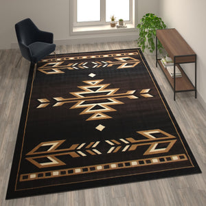 English Elm Southwestern 8' x 10' Area Rug - Olefin Accent Rug with Jute Backing - Living Room, Bedroom, Entryway