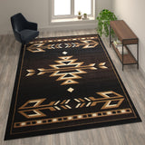 Southwestern 8' x 10' Area Rug - Olefin Accent Rug with Jute Backing - Living Room, Bedroom, Entryway