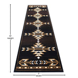 English Elm Southwestern 3' x 10' Area Rug - Olefin Accent Rug with Jute Backing - Living Room, Bedroom, Entryway