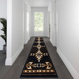 Southwestern 3' x 16' Area Rug - Olefin Accent Rug with Jute Backing - Living Room, Bedroom, Entryway