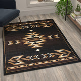 English Elm Southwestern 4' x 5' Area Rug - Olefin Accent Rug with Jute Backing - Living Room, Bedroom, Entryway