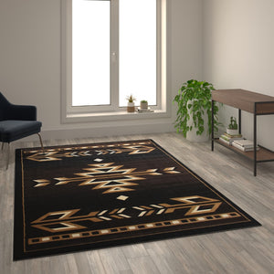 English Elm Southwestern 6' x 9' Area Rug - Olefin Accent Rug with Jute Backing - Living Room, Bedroom, Entryway