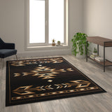 Southwestern 6' x 9' Area Rug - Olefin Accent Rug with Jute Backing - Living Room, Bedroom, Entryway