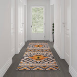 Southwestern 3' x 10' Area Rug - Olefin Rug with Cotton Backing - Entryway, Living Room, Bedroom