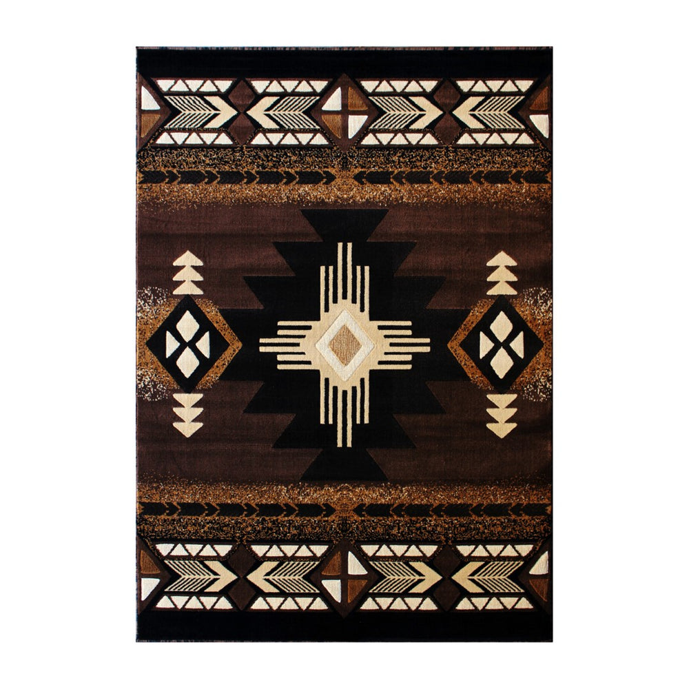 English Elm 8' x 10' Traditional Southwestern Style Area Rug - Olefin Fibers with Jute Backing