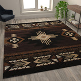 English Elm 8' x 10' Traditional Southwestern Style Area Rug - Olefin Fibers with Jute Backing