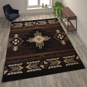 English Elm 8' x 10' Traditional Southwestern Style Area Rug - Olefin Fibers with Jute Backing