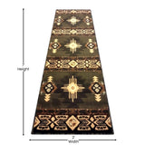 English Elm 2' x 7' Traditional Southwestern Style Area Rug - Olefin Fibers with Jute Backing