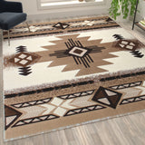 English Elm 2' x 7' Traditional Southwestern Style Area Rug - Olefin Fibers with Jute Backing