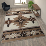 English Elm 8' x 10' Traditional Southwestern Style Area Rug - Olefin Fibers with Jute Backing