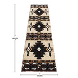 English Elm 2' x 7' Traditional Southwestern Style Area Rug - Olefin Fibers with Jute Backing