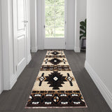 English Elm 2' x 7' Traditional Southwestern Style Area Rug - Olefin Fibers with Jute Backing