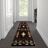 English Elm 2' x 7' Traditional Southwestern Style Area Rug - Olefin Fibers with Jute Backing