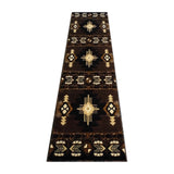 English Elm 2' x 7' Traditional Southwestern Style Area Rug - Olefin Fibers with Jute Backing