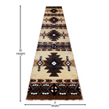 English Elm 3' x 16' Traditional Southwestern Style Area Rug - Olefin Fibers with Jute Backing