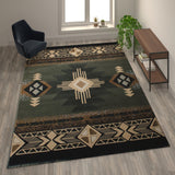 English Elm 8' x 10' Traditional Southwestern Style Area Rug - Olefin Fibers with Jute Backing